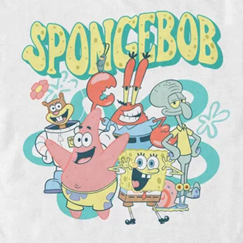 Mens Crew Neck Short Sleeve Classic Fit Spongebob Graphic T-Shirt