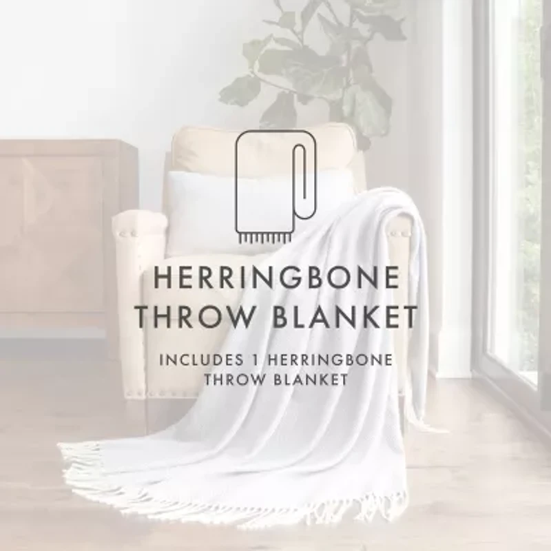 Casual Comfort Herringbone Lightweight Throw