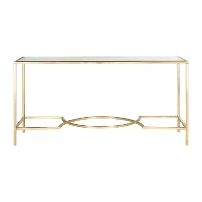 Inga Gold Console Table with Glass Top