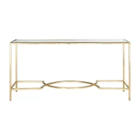 Inga Gold Console Table with Glass Top
