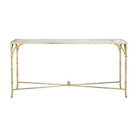Maurice Faux Bamboo Console Table with Glass Top