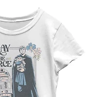 Little & Big Kid Girls Crew Neck Short Sleeve Slim Fit Star Wars Graphic T-Shirt