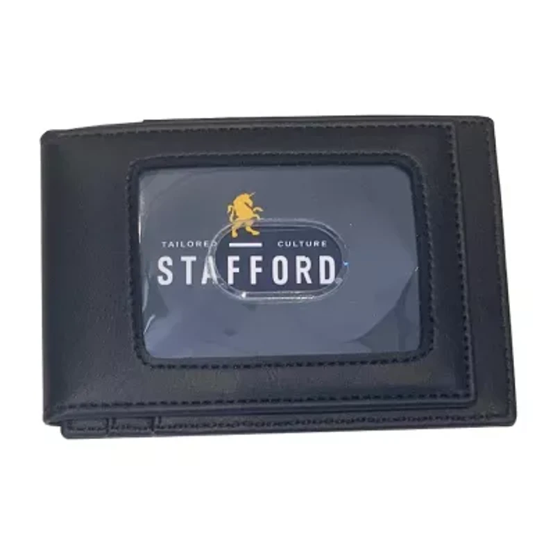 Stafford Leather Magnetic Card Case Mens Slim Fold Wallet