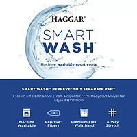 Haggar Smart Wash With Repreve Mens Stretch Fabric Classic Fit Flat Front Suit Pant