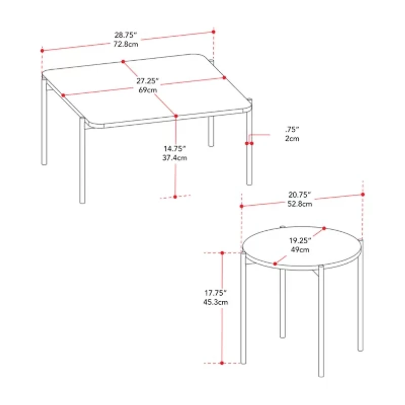 Corliving Versatile 2-Piece Coffee Table Set