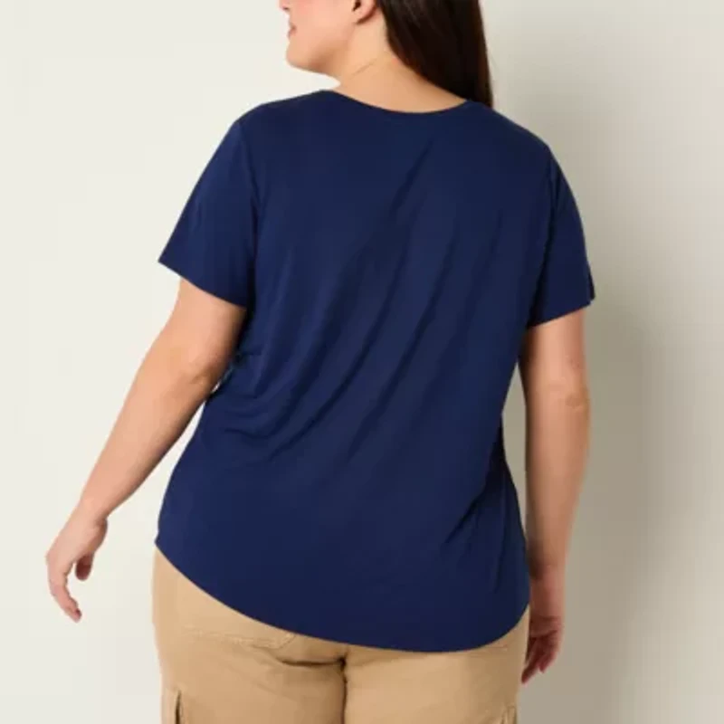 a.n.a Womens Plus Crew Neck Short Sleeve T-Shirt