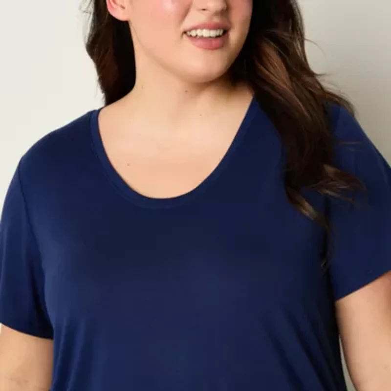 a.n.a Womens Plus Crew Neck Short Sleeve T-Shirt