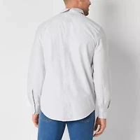 St. John's Bay Performance Oxford Mens Easy-on + Easy-off Seated Wear Long Sleeve Classic Fit Button-Down Shirt