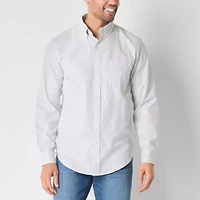 St. John's Bay Performance Oxford Mens Easy-on + Easy-off Seated Wear Long Sleeve Classic Fit Button-Down Shirt