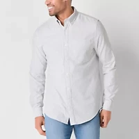 St. John's Bay Performance Oxford Dexterity Mens Easy-on + Easy-off Long Sleeve Classic Fit Button-Down Shirt
