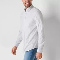 St. John's Bay Performance Oxford Dexterity Mens Easy-on + Easy-off Long Sleeve Classic Fit Button-Down Shirt