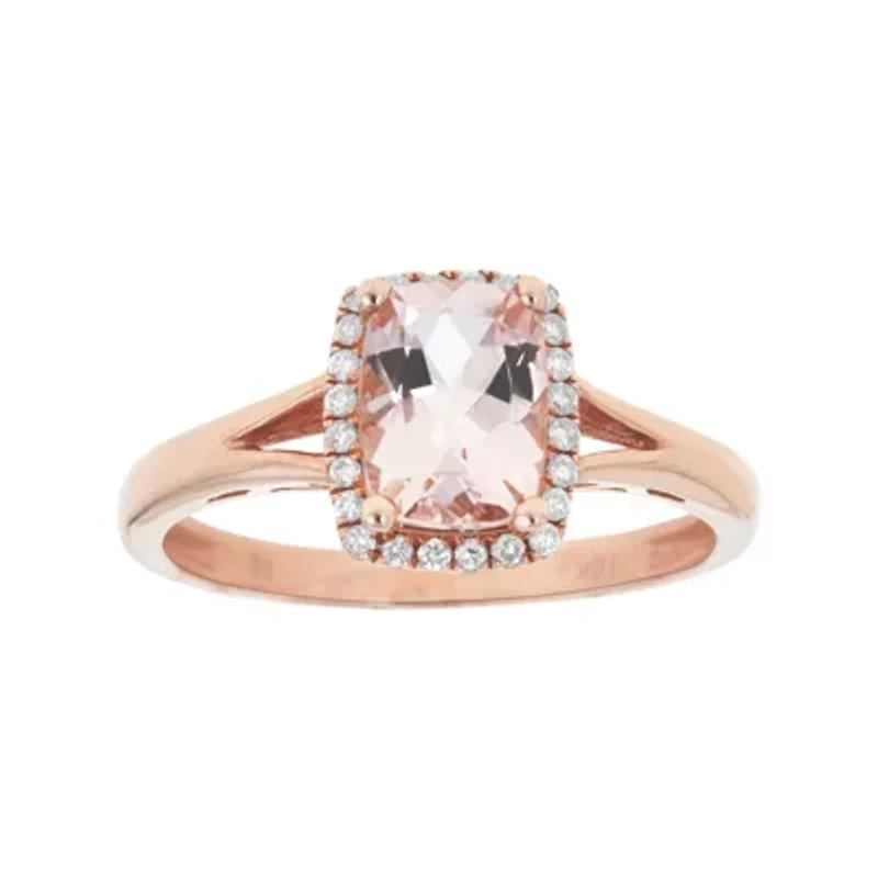 LIMITED QUANTITIES  Genuine Morganite and 1/8 CT. T.W. Diamond Rose Gold Ring