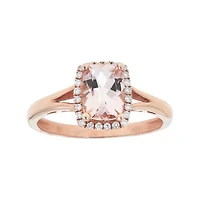 LIMITED QUANTITIES  Genuine Morganite and 1/8 CT. T.W. Diamond Rose Gold Ring