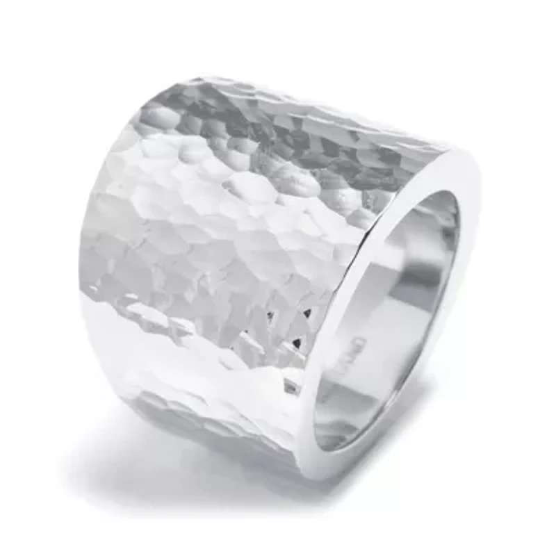 Sterling Silver Hollow Hammered Ring