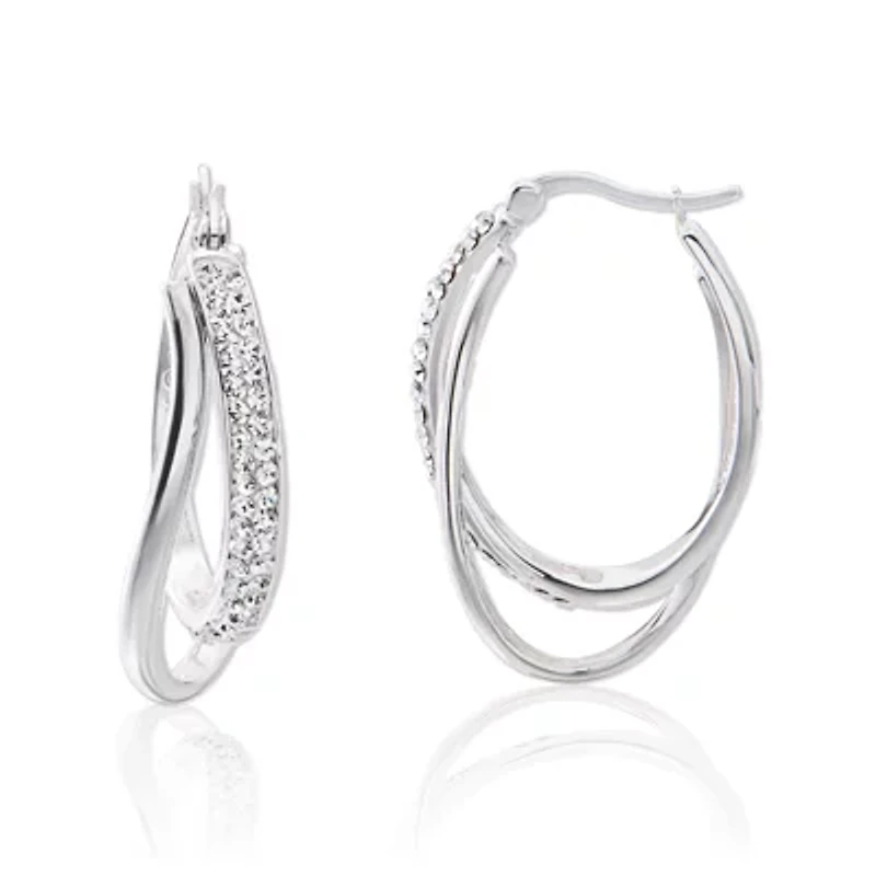Crystal Sterling Silver Double Hoop Earrings