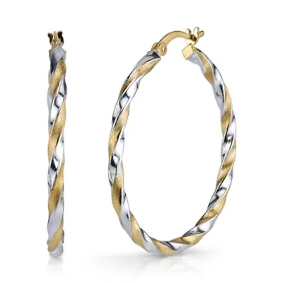 Womens Sterling Silver 36.7mm Hoop Earrings