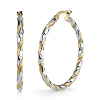 Womens Sterling Silver 36.7mm Hoop Earrings