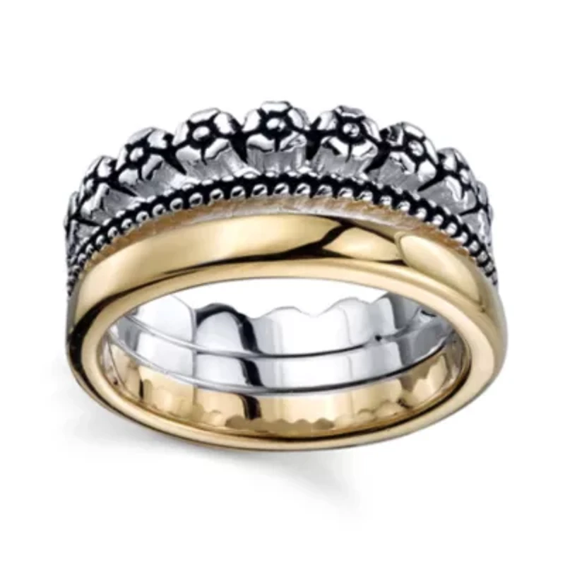 Womens Sterling Silver Flower Band