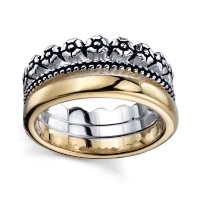 Womens Sterling Silver Flower Band