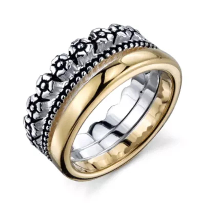 Womens Sterling Silver Flower Band