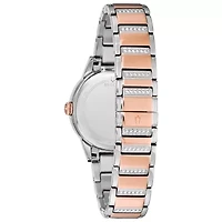 Bulova Turnstyle Womens Crystal Accent Two Tone Stainless Steel Bracelet Watch 98l246