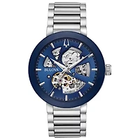 Bulova Futuro Mens Automatic Silver Tone Stainless Steel Bracelet Watch 96a204