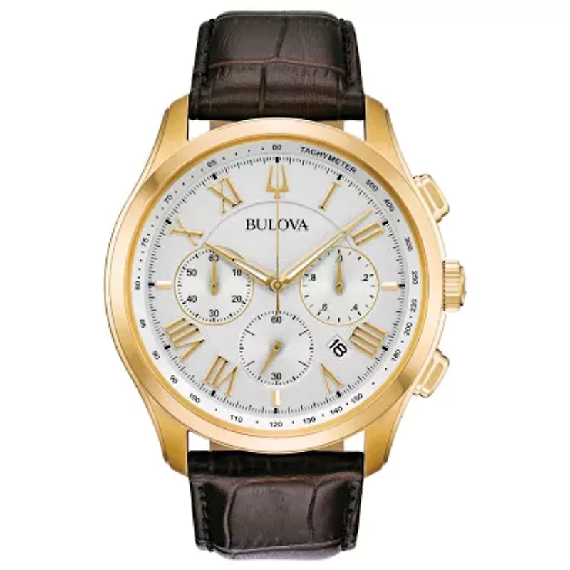 Bulova Wilton Mens Brown Stainless Steel Strap Watch 97b169