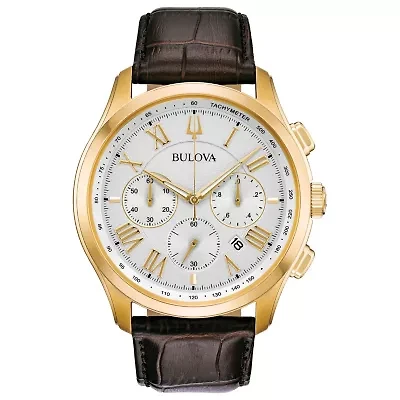 Bulova Wilton Mens Brown Stainless Steel Strap Watch 97b169