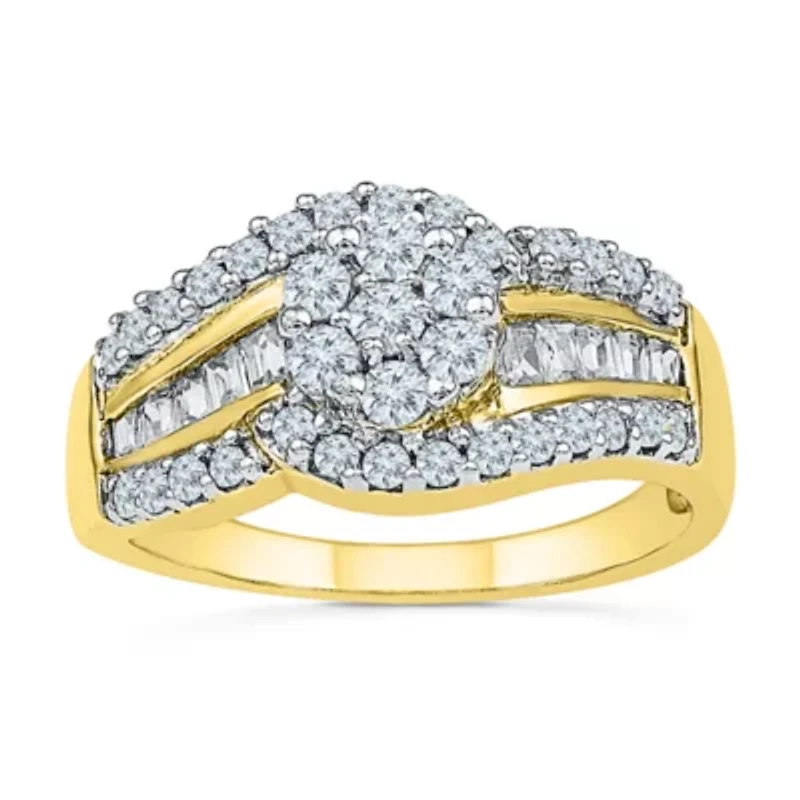 Womens CT. T.W. Natural White Diamond 10K Gold Round Engagement Ring