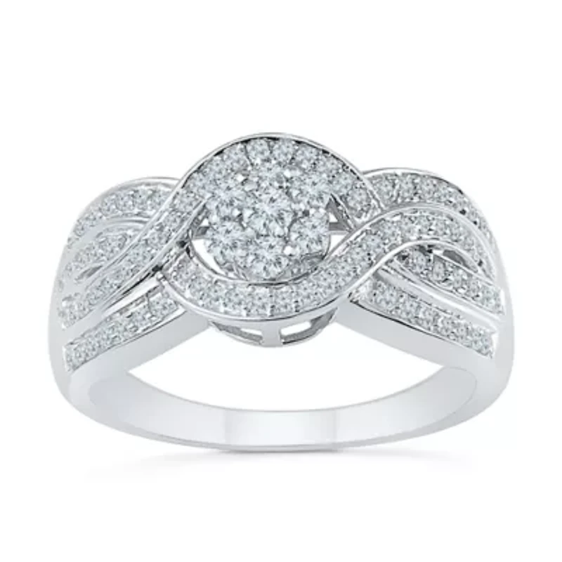 Womens 1/2 CT. T.W. Natural White Diamond 10K Gold Round Engagement Ring