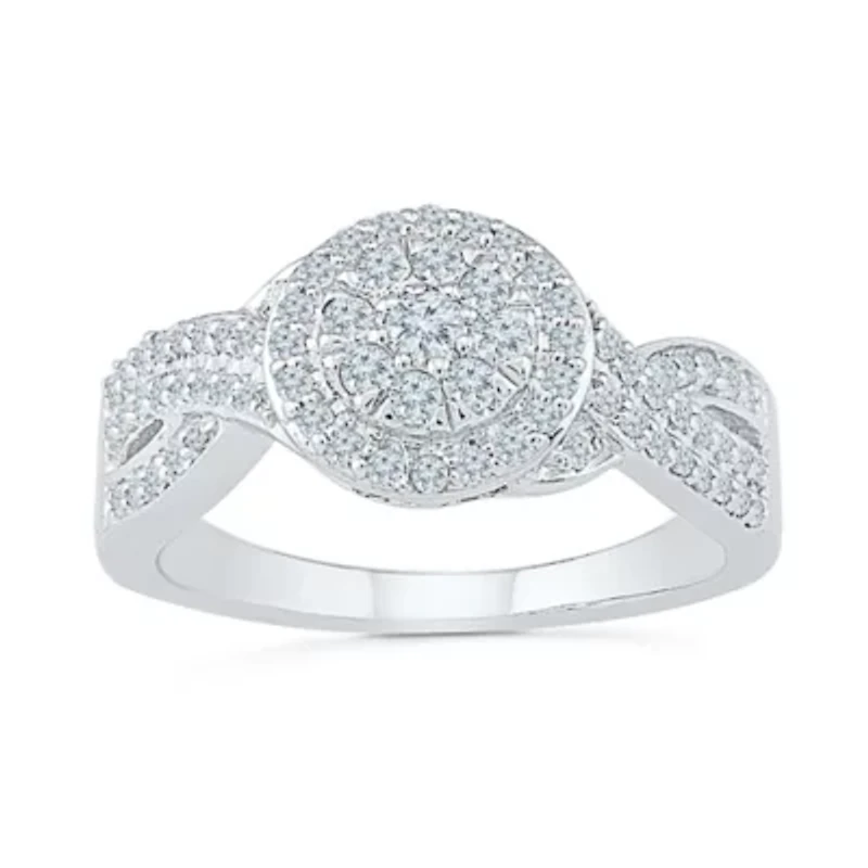 Womens 1/ CT. T.W. Natural White Diamond 10K Gold Round Engagement Ring