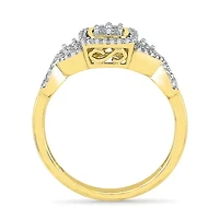 Womens 1/ CT. T.W. Natural White Diamond 10K Gold Cushion Engagement Ring