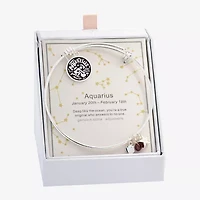 Sparkle Allure Zodiac Womens Red Ruby Pure Silver Over Brass Round Bangle Bracelet