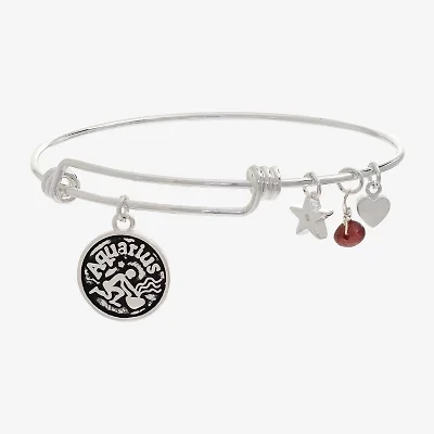 Sparkle Allure Zodiac Womens Red Ruby Pure Silver Over Brass Round Bangle Bracelet