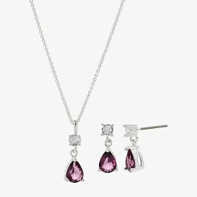 Sparkle Allure Womens Cubic Zirconia Pure Silver Over Brass Pear 2-pc. Jewelry Set