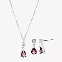 Sparkle Allure Womens Purple Cubic Zirconia Pure Silver Over Brass Pear 2-pc. Jewelry Set