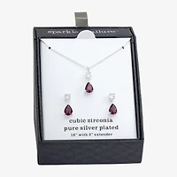 Sparkle Allure Womens Purple Cubic Zirconia Pure Silver Over Brass Pear 2-pc. Jewelry Set