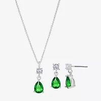 Sparkle Allure Womens Green Cubic Zirconia Pure Silver Over Brass Pear 2-pc. Jewelry Set