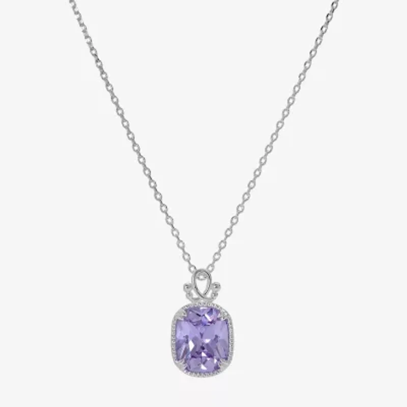 Sparkle Allure Womens Purple Cubic Zirconia Pure Silver Over Brass 16 Inch Pendant Necklace