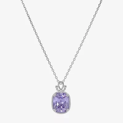 Sparkle Allure Womens Purple Cubic Zirconia Pure Silver Over Brass 16 Inch Pendant Necklace