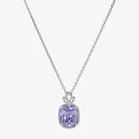 Sparkle Allure Womens Purple Cubic Zirconia Pure Silver Over Brass 16 Inch Pendant Necklace