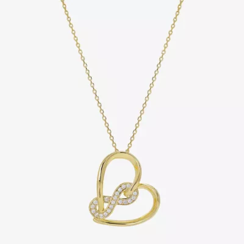 Sparkle Allure Womens Cubic Zirconia 14K Gold Over Brass Heart Infinity 16 Inch Pendant Necklace