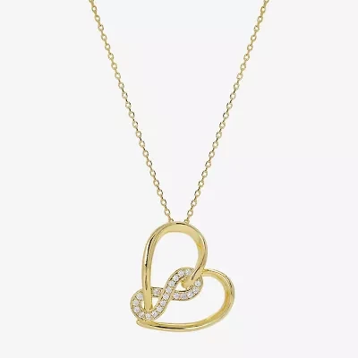 Sparkle Allure Womens Cubic Zirconia 14K Gold Over Brass Heart Infinity 16 Inch Pendant Necklace
