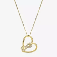 Sparkle Allure Womens Cubic Zirconia 14K Gold Over Brass Heart Infinity 16 Inch Pendant Necklace