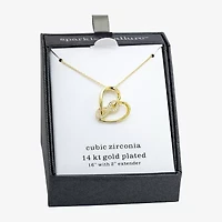 Sparkle Allure Womens Cubic Zirconia 14K Gold Over Brass Heart Infinity 16 Inch Pendant Necklace