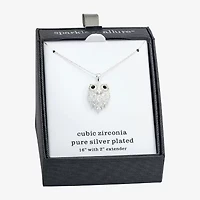 Sparkle Allure Womens Cubic Zirconia Pure Silver Over Brass 16 Inch Pendant Necklace