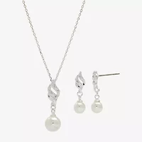 Sparkle Allure Womens Simulated Pearl Pure Silver Over Brass 2-pc. Jewelry Set
