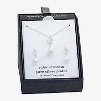 Sparkle Allure Womens Simulated Pearl Pure Silver Over Brass 2-pc. Jewelry Set