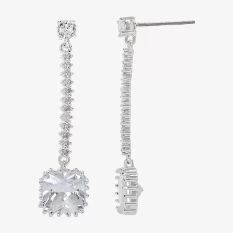 Sparkle Allure Womens Cubic Zirconia Pure Silver Over Brass Drop Earrings