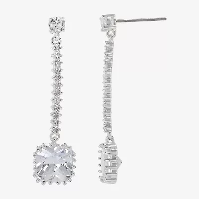 Sparkle Allure Womens Cubic Zirconia Pure Silver Over Brass Drop Earrings